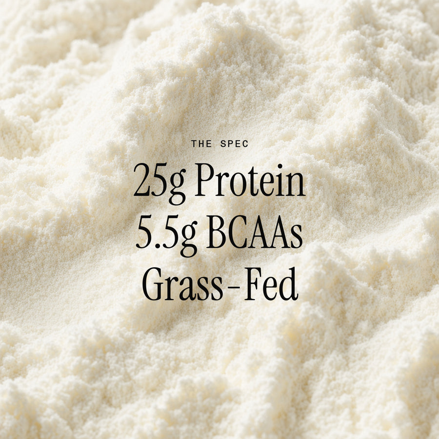 The spec: 25g protein per serving, at least 90 percent isolate by weight