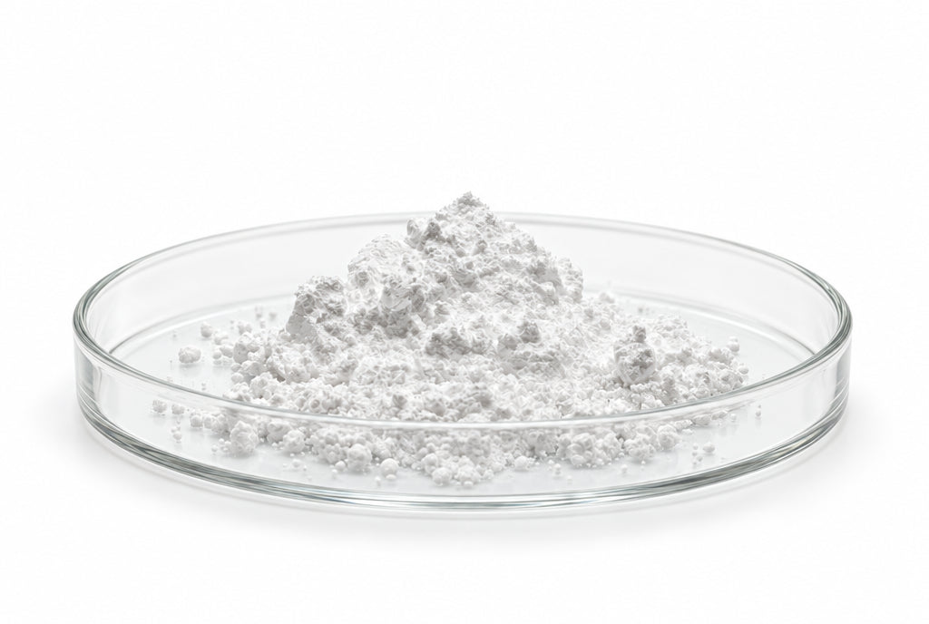 Creatine Monohydrate in a glass petri dish